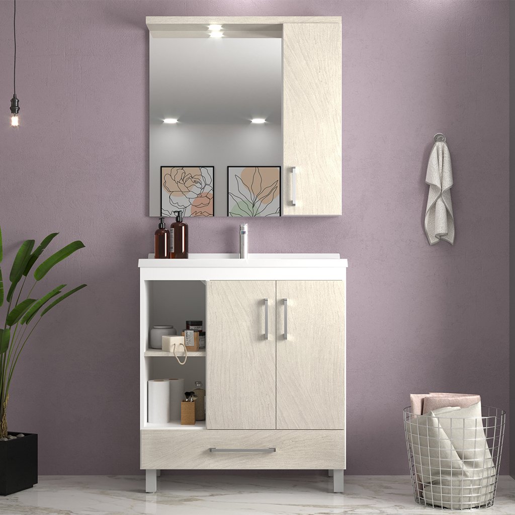 Gabinete de Banheiro 80cm com Lavatório e Armário Ref 680 Cewal